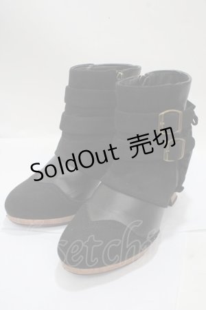 画像: axes femme kawaii / ベルトデザインブーツ S 黒 Y-25-04-17-112-AX-SH-SZ-ZT-K022