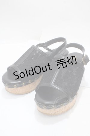 画像: axes femme / コルクソールレースサンダル S 黒 Y-25-04-17-113-AX-SH-SZ-ZT-K022