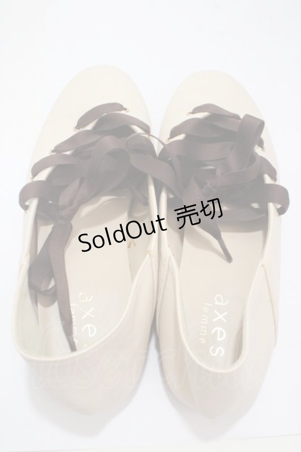 画像3: axes femme / SH レースアップフラットパンプス  ベージュ Y-25-04-17-116-AX-SH-SZ-ZY (3)