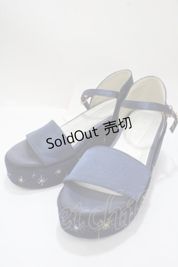 画像1: axes femme POETIQUE / SH星座刺繍サンダル L 紺 Y-25-04-17-117-AX-SH-SZ-ZY (1)