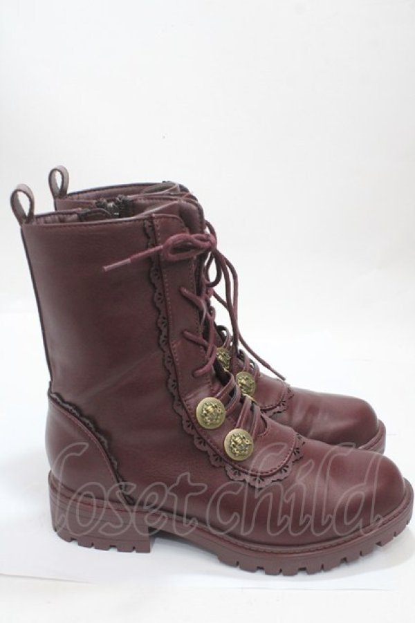 画像4: axes femme / ナポレオンレースアップブーツ M ワイン Y-25-04-17-124-AX-SH-SZ-ZY (4)