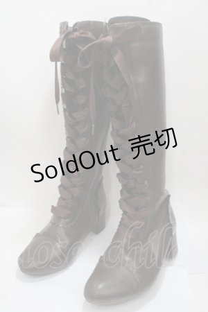 画像: axes femme POETIQUE / レースアップロングブーツ L 茶 Y-25-04-17-125-AX-SH-SZ-ZY