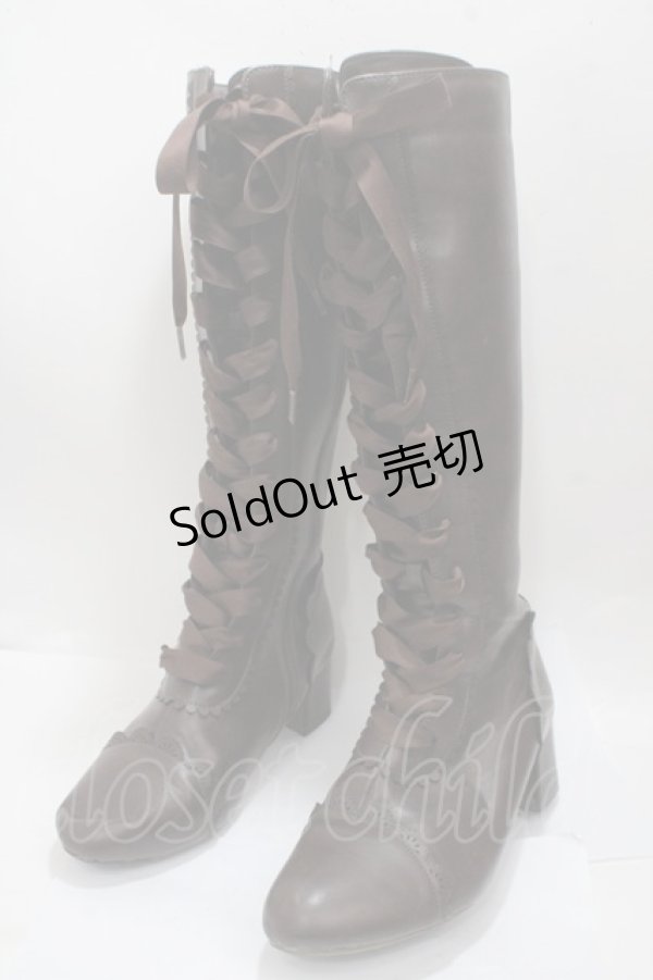 画像1: axes femme POETIQUE / レースアップロングブーツ L 茶 Y-25-04-17-125-AX-SH-SZ-ZY (1)