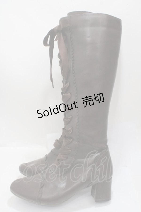 画像2: axes femme POETIQUE / レースアップロングブーツ L 茶 Y-25-04-17-125-AX-SH-SZ-ZY (2)