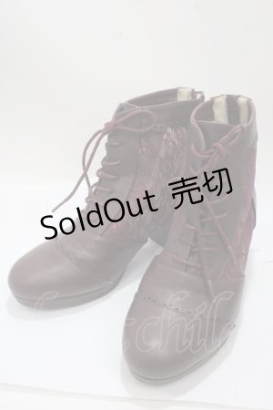 画像: axes femme / チュールレースアップブーツ L ワイン Y-25-04-17-126-AX-SH-SZ-ZY