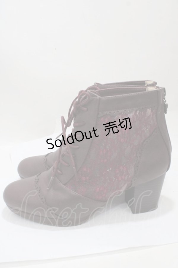 画像2: axes femme / チュールレースアップブーツ L ワイン Y-25-04-17-126-AX-SH-SZ-ZY (2)