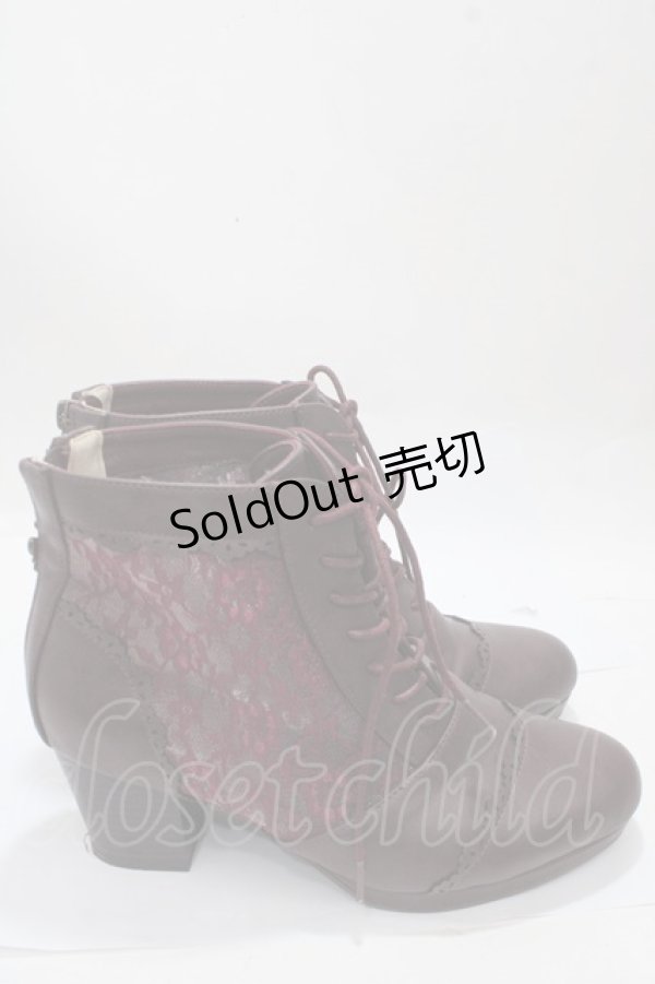 画像4: axes femme / チュールレースアップブーツ L ワイン Y-25-04-17-126-AX-SH-SZ-ZY (4)