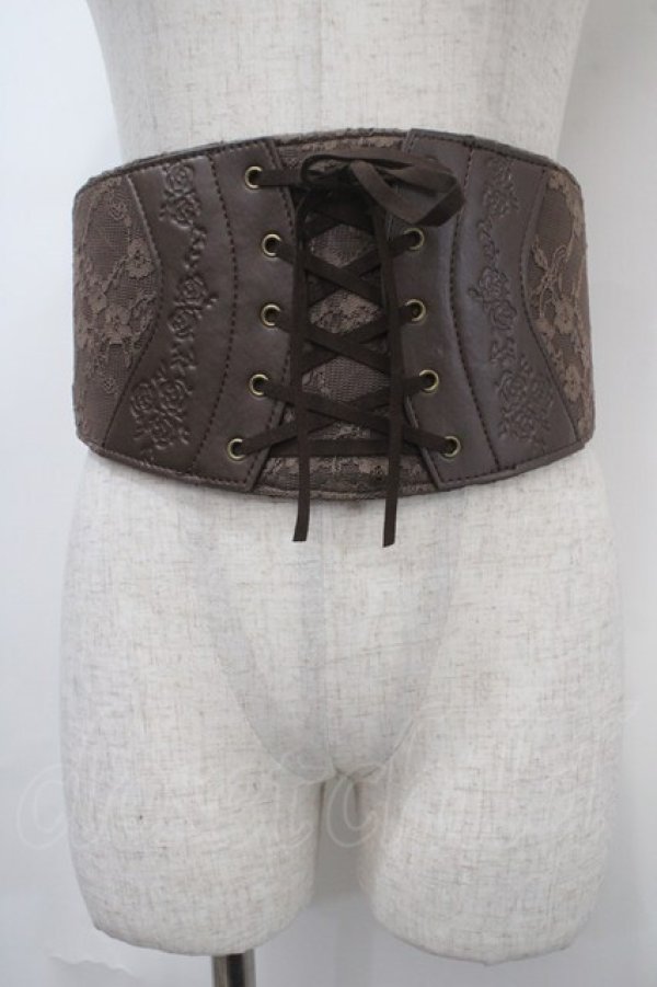 画像1: axes femme / レースアップコルセットベルト  茶 Y-25-04-17-025-AX-ZA-SZ-ZY (1)