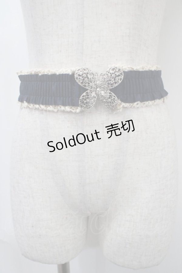画像1: axes femme / 蝶バックル雑材ベルト  シルバー Y-25-04-17-032-AX-ZA-SZ-ZY (1)