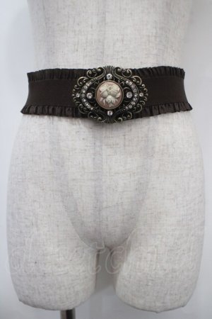 画像: axes femme / カメオバックルゴムベルト  Dブラウン Y-25-04-17-034-AX-ZA-SZ-ZY