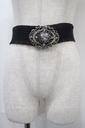 画像: axes femme / カメオバックルゴムベルト  シルバー Y-25-04-17-035-AX-ZA-SZ-ZY
