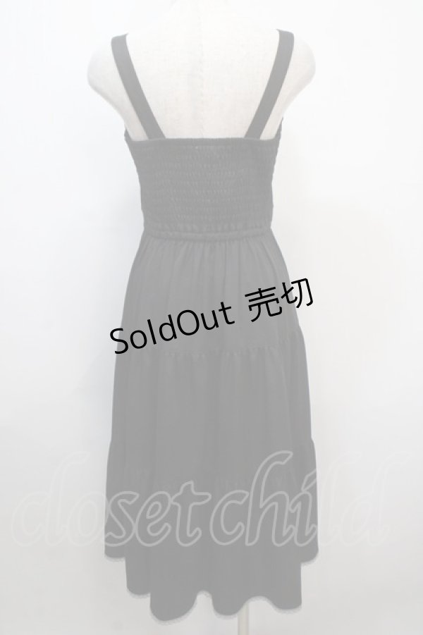 画像2: axes femme POETIQUE / スカラップ刺繍キャミワンピース M 黒 Y-25-04-20-074-AX-OP-SZ-ZY (2)