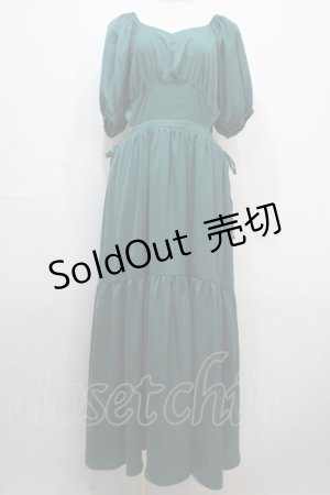画像: axes femme POETIQUE / パフ袖ウエストカットワンピース M グリーン Y-25-04-20-077-AX-OP-SZ-ZY