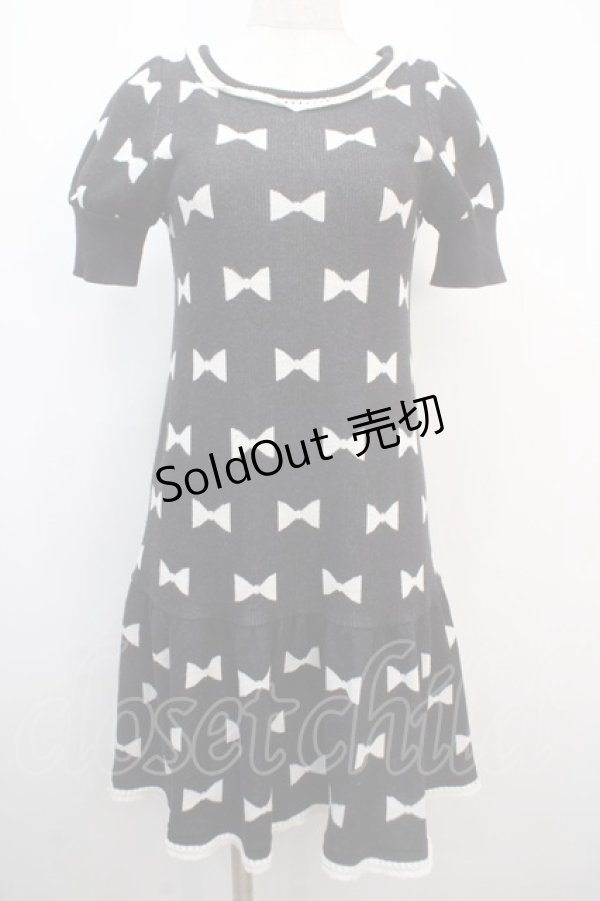 画像1: 【SALE】MILK / Ribbonジャガード  ブラック×オフ Y-25-04-20-088-ML-OP-SZ-ZT413 (1)