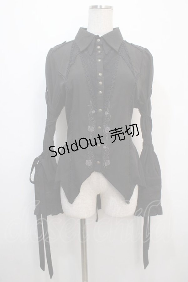 画像1: Ozz oneste / Rosy clown 薔薇刺繍入りブラウス  黒 Y-25-04-20-092-OO-BL-SZ-ZY (1)