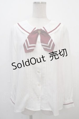 画像: Amavel / セーラーカラータックブラウス M 赤 Y-25-04-20-010-CA-BL-SZ-ZY
