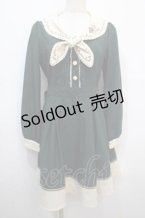 画像: axes femme / 刺繍入りセーラーワンピース M グリーン Y-25-04-20-103-AX-OP-SZ-ZI