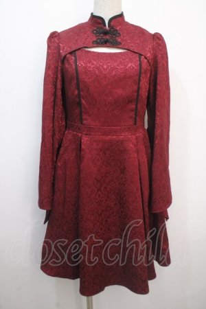 画像: axes femme POETIQUE / チャイナスリット袖ワンピース M ワイン Y-25-04-20-104-AX-OP-SZ-ZY