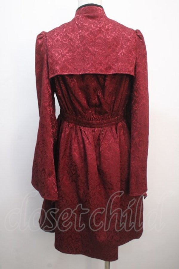 画像2: axes femme POETIQUE / チャイナスリット袖ワンピース M ワイン Y-25-04-20-104-AX-OP-SZ-ZY (2)
