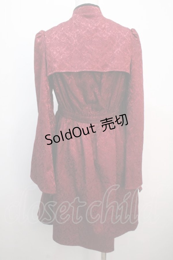 画像2: axes femme POETIQUE / チャイナスリット袖ワンピース M ワイン Y-25-04-20-104-AX-OP-SZ-ZT071 (2)