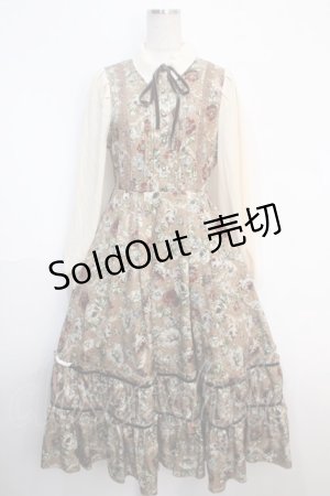画像: axes femme / クラシカルフラワーワンピース/ミュルーズ染織美術館コラボ  茶 Y-25-04-20-118-AX-OP-SZ-ZY