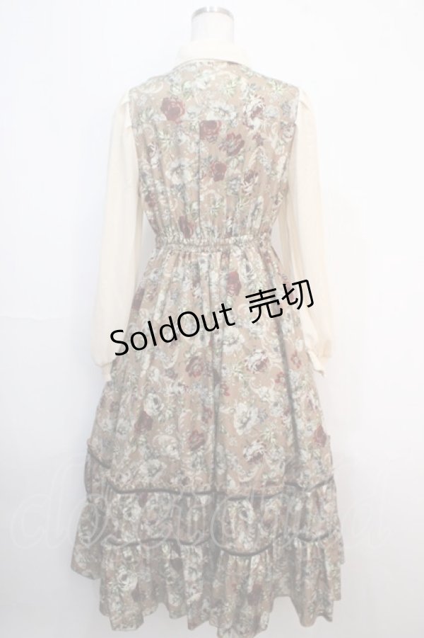 画像2: axes femme / クラシカルフラワーワンピース/ミュルーズ染織美術館コラボ  茶 Y-25-04-20-118-AX-OP-SZ-ZY (2)