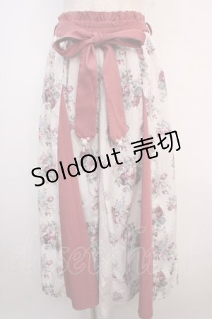画像: axes femme / ローズ柄切替ロングフレアスカート F ピンク Y-25-04-20-127-AX-SK-SZ-ZI