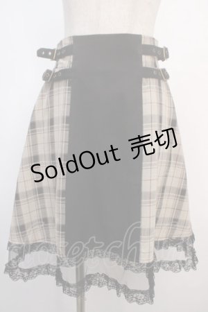 画像: axes femme POETIQUE / ベルトデザインスカパン  黒×ベージュ Y-25-04-20-129-AX-PA-SZ-ZY