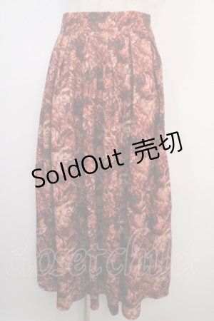 画像: axes femme NOSTALGIE / ヴィンテージフラワー柄スカート F 赤 Y-25-04-20-135-AX-SK-SZ-ZT140