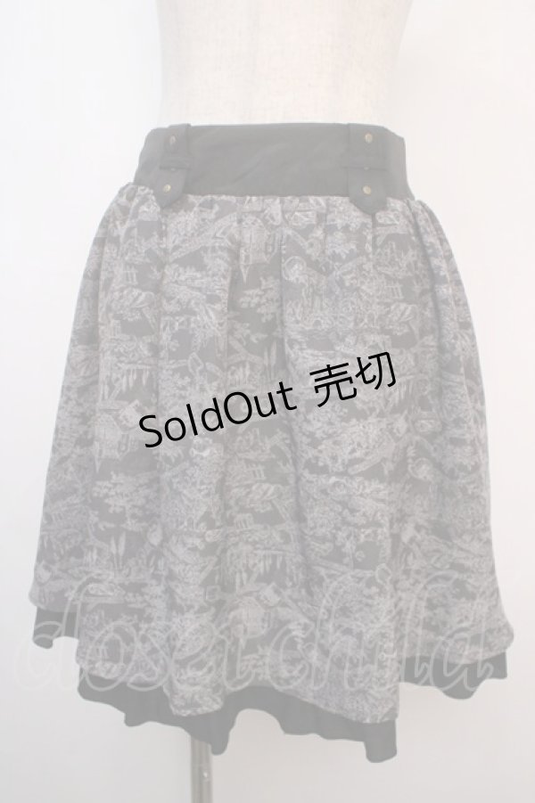画像1: 【SALE】axes femme / トラベル柄スカート M グレー Y-25-04-20-142-AX-SK-SZ-ZT220 (1)
