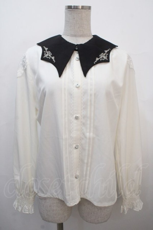 画像1: axes femme POETIQUE / リボン付きコウモリカラーブラウス M 生成り Y-25-04-20-025-AX-BL-SZ-ZY (1)