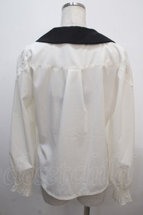 画像2: axes femme POETIQUE / リボン付きコウモリカラーブラウス M 生成り Y-25-04-20-025-AX-BL-SZ-ZY (2)