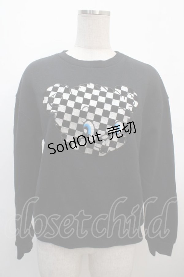 画像1: Candy Stripper / CHECKER BEAR SWEAT 2 ブラック Y-25-04-20-043-PU-TO-SZ-ZY (1)