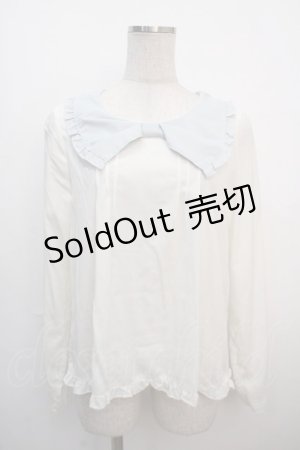 画像: Amavel / リボン襟ブラウス M 白×サックス Y-25-04-20-005-CA-BL-SZ-ZY