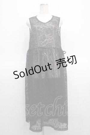 画像: axes femme / サイドリボン総レースジレ  黒 Y-25-04-21-050-AX-TO-SZ-ZI