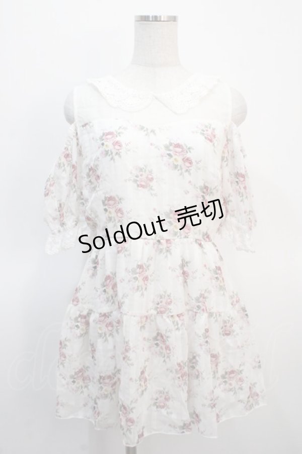 画像1: axes femme / 花柄シアーチェックミニワンピース  白 Y-25-04-21-052-AX-OP-SZ-ZY (1)