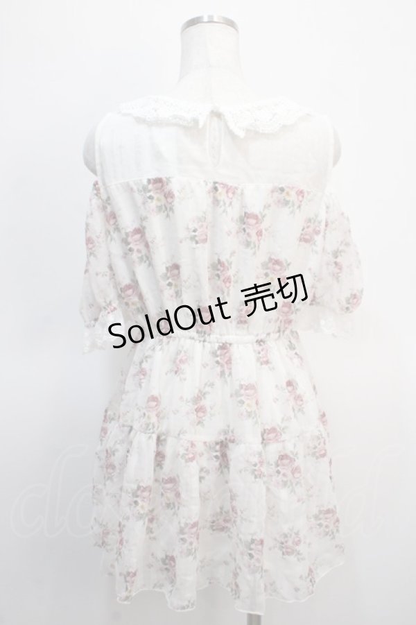 画像2: axes femme / 花柄シアーチェックミニワンピース  白 Y-25-04-21-052-AX-OP-SZ-ZY (2)