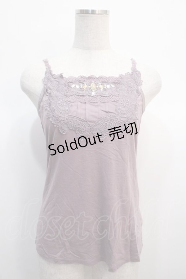 画像1: axes femme / ドライフラワービジューキャミソール  ラベンダー Y-25-04-21-007-AX-TO-SZ-ZY (1)
