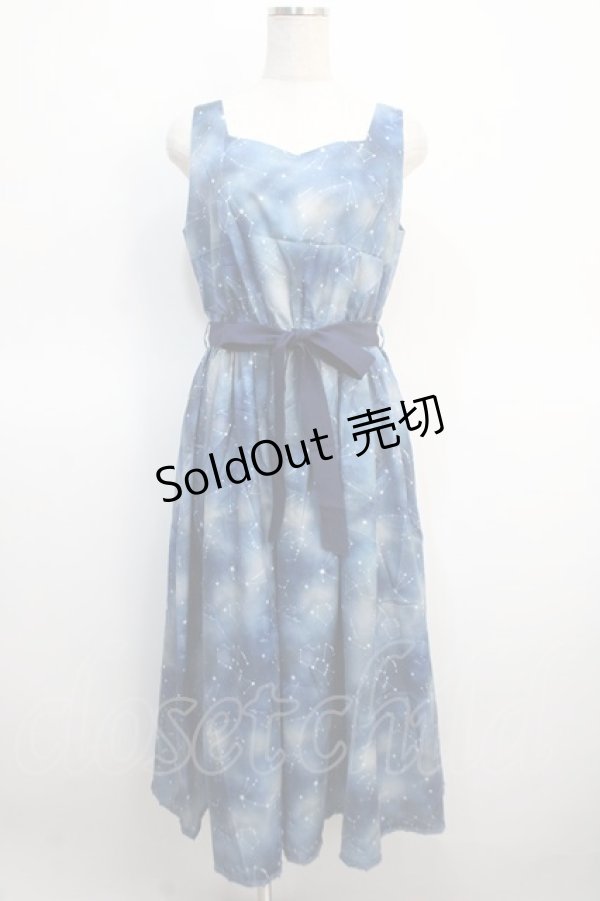 画像1: axes femme POETIQUE / 冬の星座柄ハートネックワンピース  紺 Y-25-04-21-061-AX-OP-SZ-ZY (1)