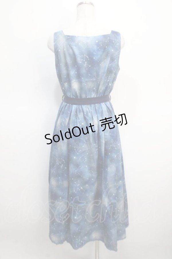 画像2: axes femme POETIQUE / 冬の星座柄ハートネックワンピース  紺 Y-25-04-21-061-AX-OP-SZ-ZY (2)