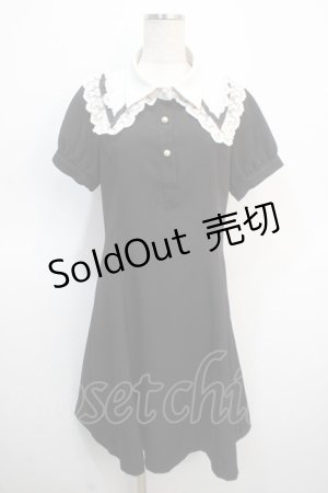 画像: axes femme POETIQUE / レース襟半袖ワンピース  黒 Y-25-04-21-063-AX-OP-SZ-ZY