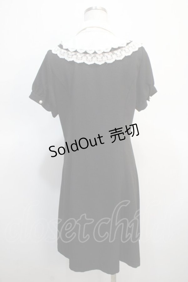 画像2: axes femme POETIQUE / レース襟半袖ワンピース  黒 Y-25-04-21-063-AX-OP-SZ-ZY (2)
