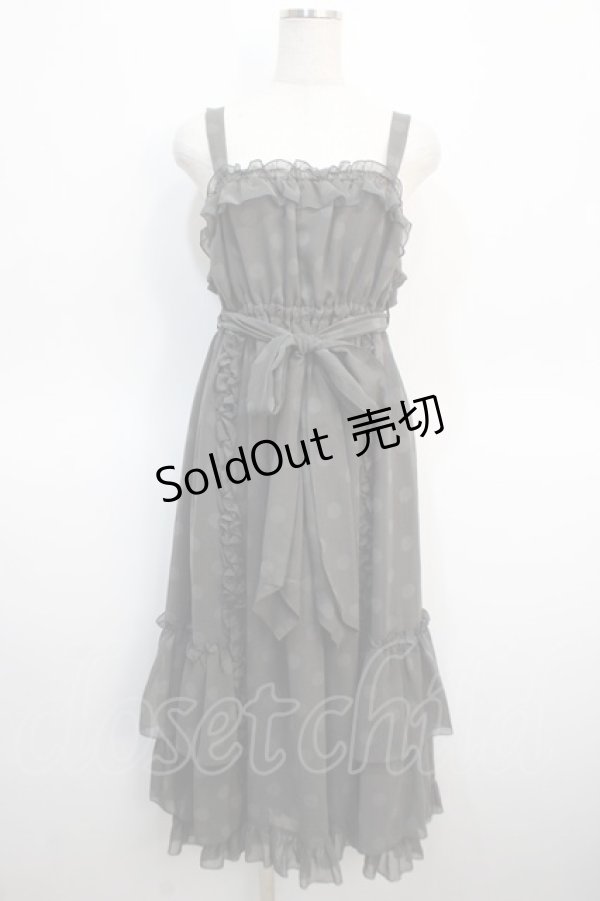 画像1: Physical Drop / シャーリングシフォンジャンパースカート  水玉グレイ Y-25-04-21-079-LO-OP-SZ-ZY (1)