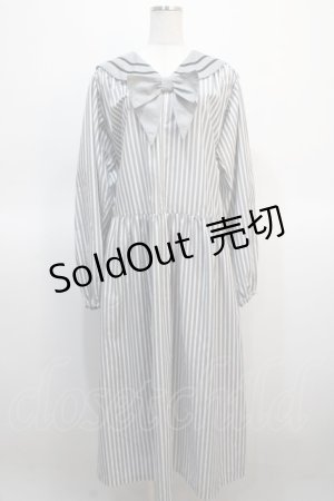 画像: Physical Drop / セーラースモックワンピース  グレイストライプ Y-25-04-21-082-LO-OP-SZ-ZY