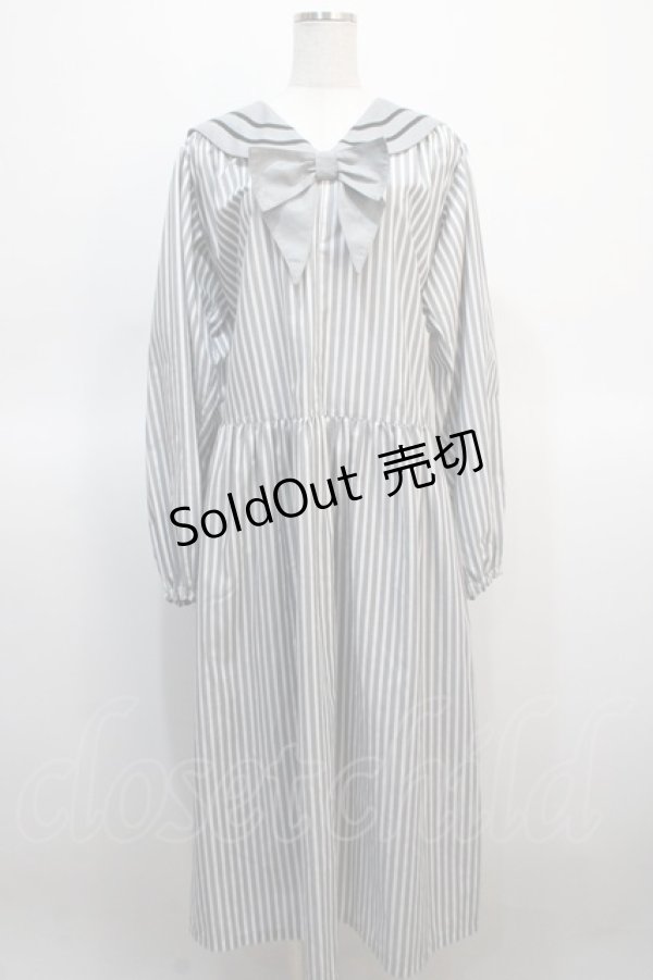 画像1: Physical Drop / セーラースモックワンピース  グレイストライプ Y-25-04-21-082-LO-OP-SZ-ZY (1)
