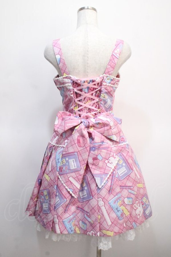 画像2: Angelic Pretty / Fancy Stationeryローウエストジャンパースカート  ピンク Y-25-04-21-089-AP-OP-SZ-ZY (2)