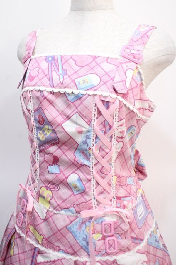 画像3: Angelic Pretty / Fancy Stationeryローウエストジャンパースカート  ピンク Y-25-04-21-089-AP-OP-SZ-ZY (3)