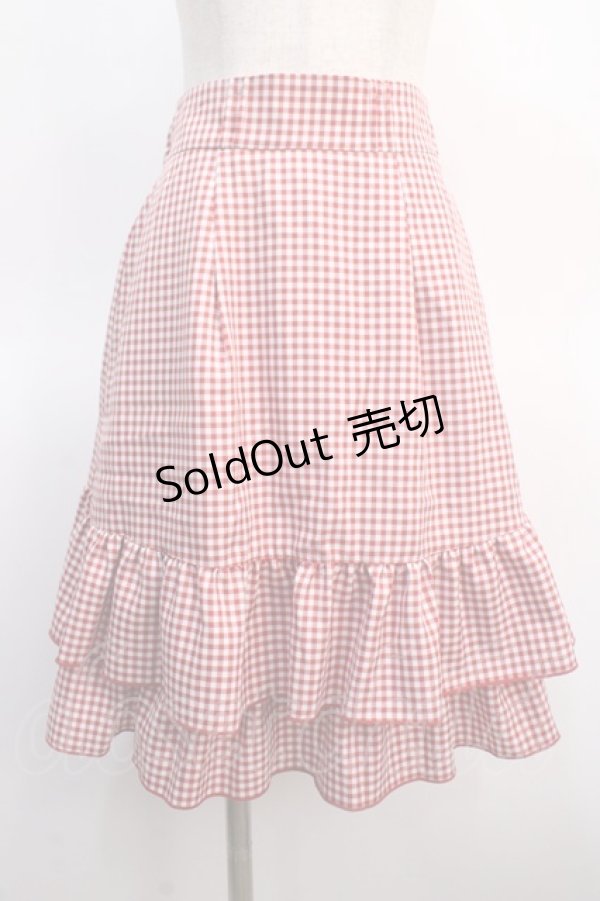 画像1: axes femme POETIQUE / リボン付バックフリルスカート M 赤 Y-25-04-21-094-AX-SK-SZ-ZY (1)