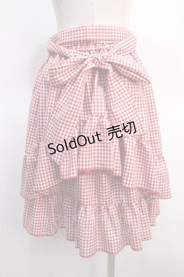 画像2: axes femme POETIQUE / リボン付バックフリルスカート M 赤 Y-25-04-21-094-AX-SK-SZ-ZY (2)