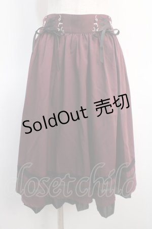 画像: axes femme / レースアップフレアスカート  ワイン Y-25-04-21-098-AX-SK-SZ-ZI
